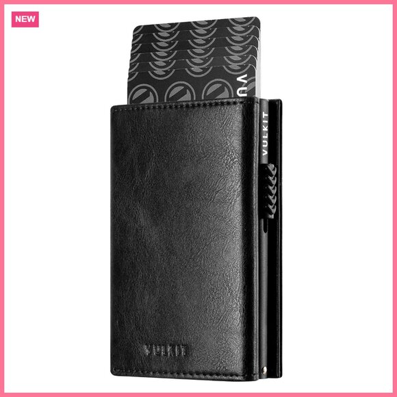 Leather Wallet with Magnetic Closure Pop Up Cards ID Window Coin Pocket